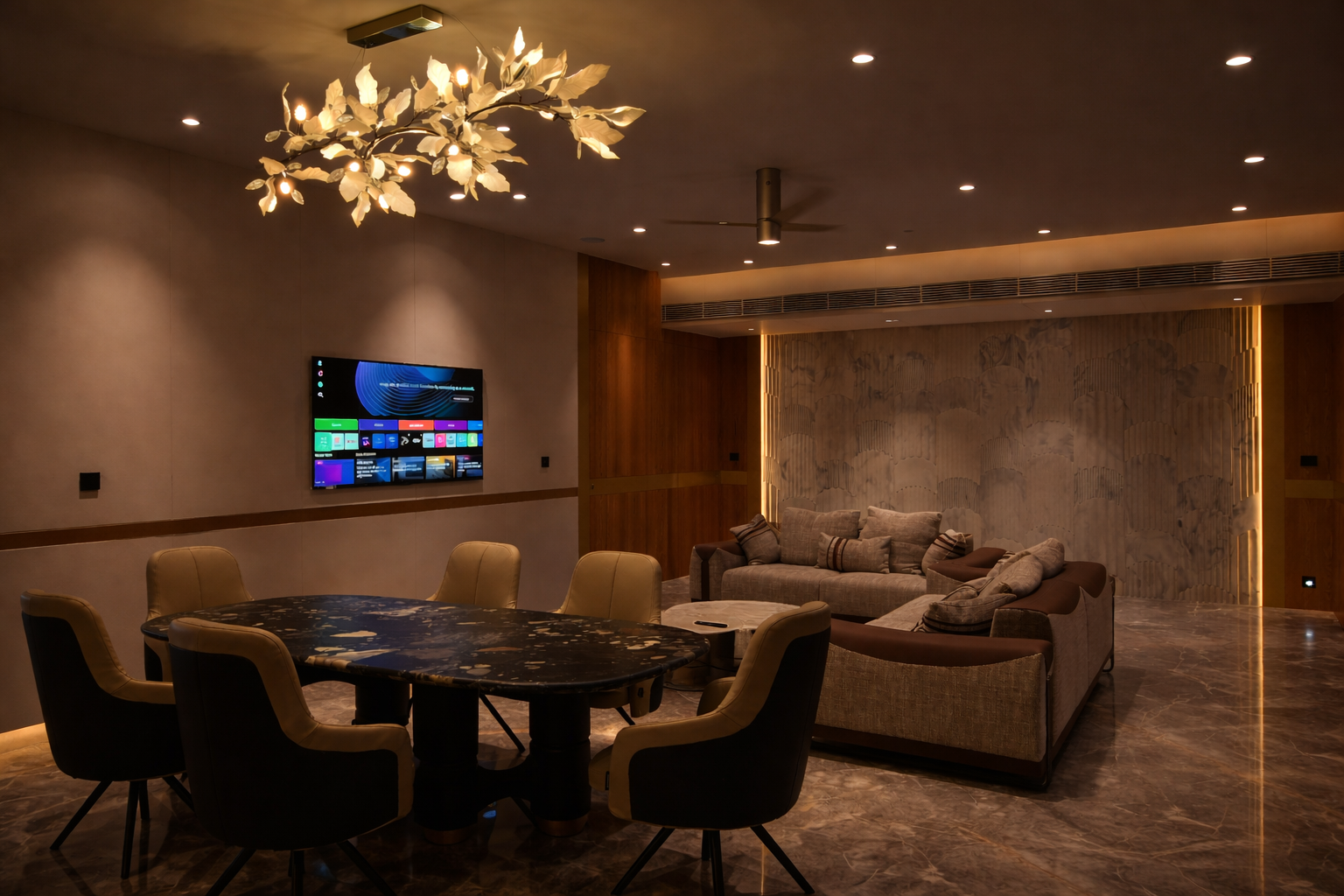 Original lighting and dimming scene with warm ambience